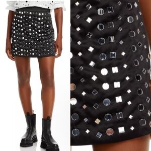 Essential Antwerp Anthropologie Eshiny Satin Mirror Embellished Mini Skirt US 2
